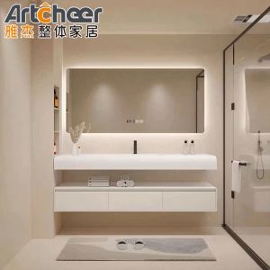 China Stylish Solid Wood Bathroom Vanity with Drawer Storage and Durable Carrara Marble Top on sale