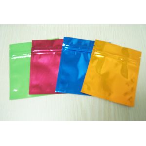 Small Colorful Aluminium Foil Bag Glossy Three Side Seal Mylar Flat with k