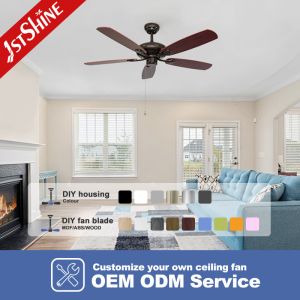 Classic Coffee Color 5 MDF Blades ODM Ceiling Fan with Pull Chain 3 Speed Choice