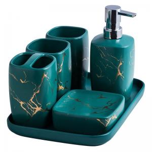 Cheap Custom Luxury Ceramics Bathroom Accessories , Marble Bathroom Sets For Home Hotel Gift for sale