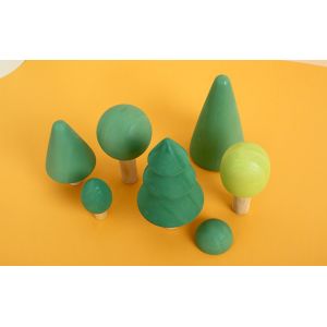 Rainbow 7cm Forest Trees Wooden Tree Blocks Non Toxic Wooden Blocks