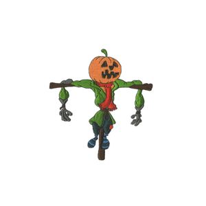 Twill Custom Halloween Stickers , Pumpkin Scarecrow Iron On Patches Embroidered