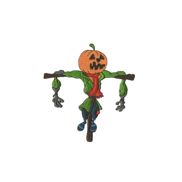 Twill Custom Halloween Stickers , Pumpkin Scarecrow Iron On Patches Embroidered