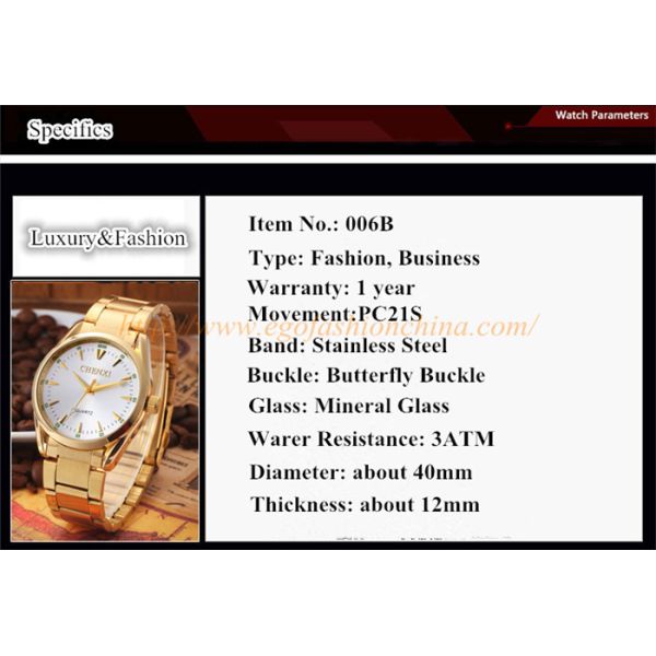 006A IPG Full Gold Watch Wholesale Luxury Men Watch Stainless Steel Quartz Analog Watches