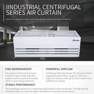 Heavy Duty Industrial Air Curtain with 25m/s Air Flow Speed and Single Phase or