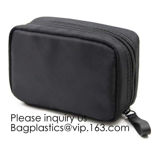 Quality Canvas Makeup Bag Ladies Clutch Bag With Gold Zipper,Dopp Case Striped Canvas Cosmetic Makeup Bag with leather handle wholesale