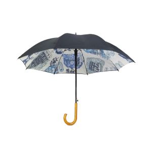 Double Layer Wooden Handle Waterproof Auto Open Umbrella