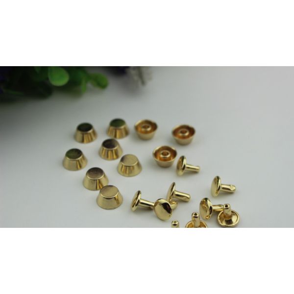 Fashion accessory plain gold color 8 mm round metal decorative rivets for handbags