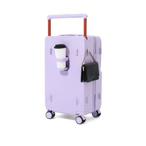 2025 New Wide-Handle Front-Opening TSA Lock luggage, 20/24in Durable ABS+PC