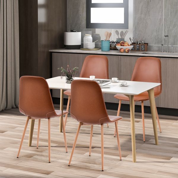 Modern PU Leather Tomile Red Dining Chair Sets Of 4 Wipes Cleann Easily