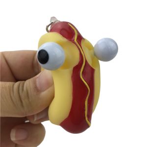Rubber Soft PVC Junk Food Squishies Key Chains Animal Eye Poppers, Raised Eyes