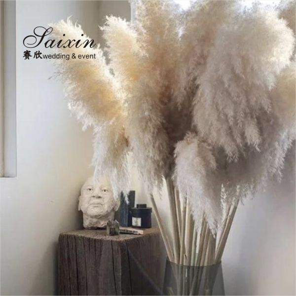 White Beige Pampasgras Event Decor Wedding Artificial Flowers For Tables