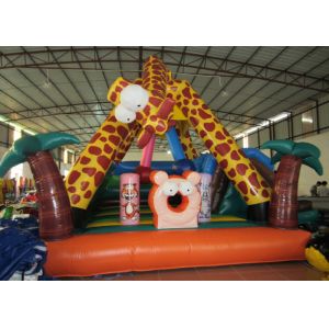 Lovely inflatable giraffe combo Palm tree inflatable bouncy for kids inflatable