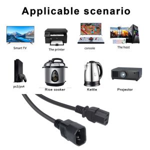 VDE Certified 3Ft IEC C13 to C14 Male to Female Extension Cable for UPS Desktop