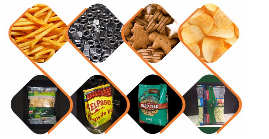 Small Puffing Snack Food Bagging Machine With Ten Heads Weigher 20 - 500g / Bag