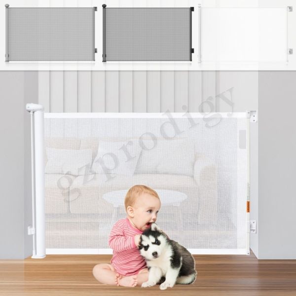 Quality Easy Operation Retractable Stair Gate Extra Wide Double Lock System wholesale