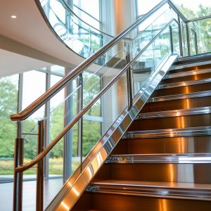 Cheap Sleek 316 Stainless Steel Handrails with Flat Saddle for Glass Balustrades for sale