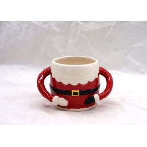 Colorful 3D Ceramic Mug Hand Painted Christmas Santa Claus Cup With Two Handle