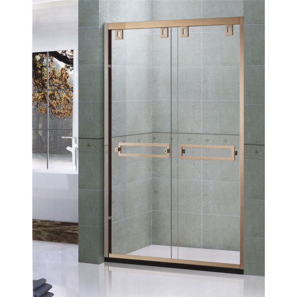 Quality Rose Gold SGCC Certification Double Sliding Shower Enclosures With Double square Handles wholesale