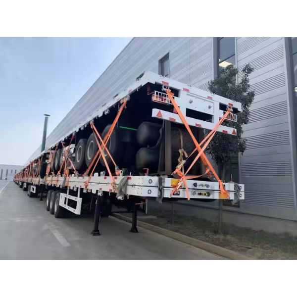 Quality 40 Ft-60 ft Container Transportation Semi-trailer Articulated 40 Feet Flatbed Truck Trailer Made in China wholesale