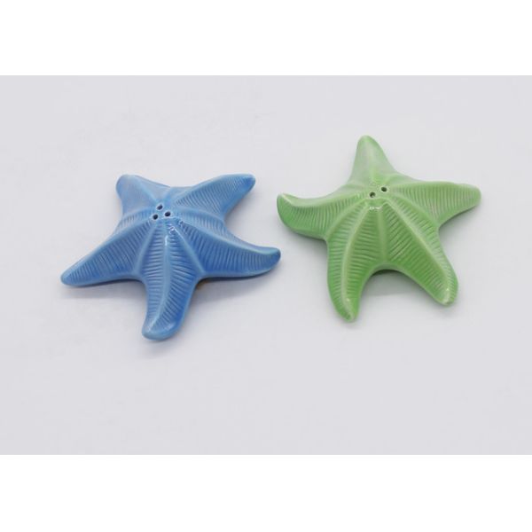 Quality 3D Starfish Ceramic Salt And Pepper Shakers In Solid Colors For Summer / Beach wholesale