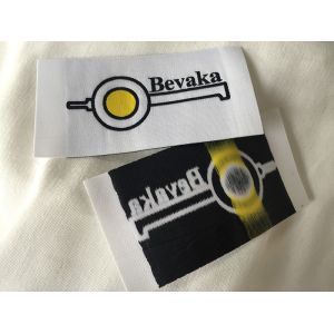 Heat Cut Woven Iron On Garment Labels With Glue Back , Custom Name Labels For