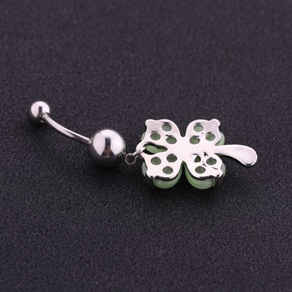 Fashion stainless steel piercing jewelry flower dangle belly button ring for women