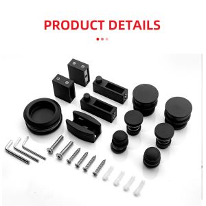 Round Tray Shape Black Sliding Shower Door Kit for 8-12mm Safe Glass Hardware