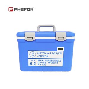 China PP Outer Shell And Liner UN2814 Box 2pcs / Cooler Included UN3373 Container Temperature Display on sale