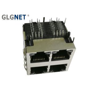 Through Hole Rj45 Multi Connector 2x2 Ports Side Entry Magnetics LEDs Durable