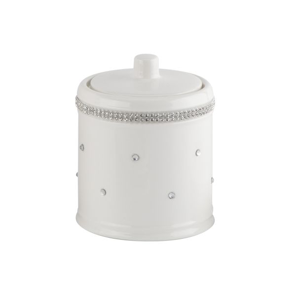 Round shape ceramic bathroom accessories set white color with acrylic decor bathroom countertop accessories