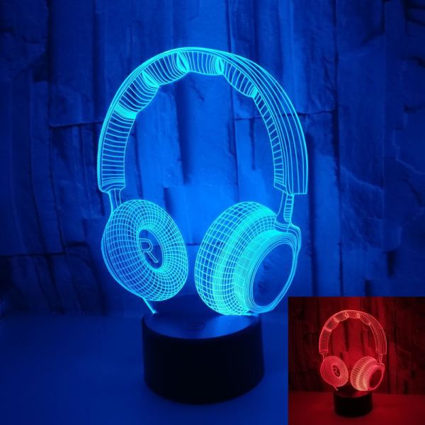 Quality New Headphones Model 3D LED night Lights custom OEM music sign logo picture Advertising display Ambient Table Lamps wholesale