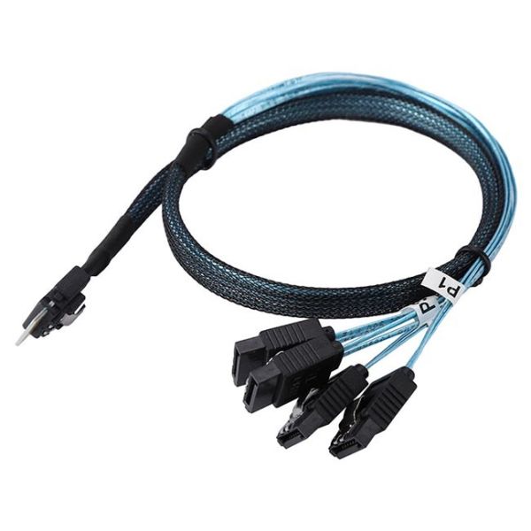 Quality 12Gbps Mini Sas 38p SFF 8654 To 4 SATA Extension Cable wholesale