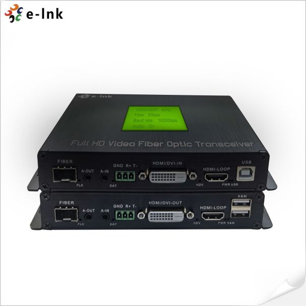 Quality Cloud managed Multi-function HDMI Fiber Converter 1Ch 1080P HDMI + USB KVM + 1Ch RS232 + 1Ch Bidi Stereo Audio + GPIO wholesale