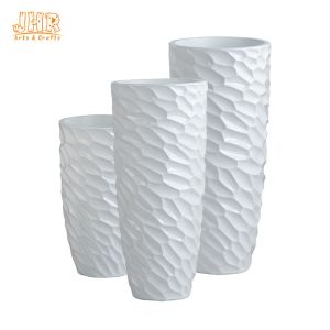 Gloss White Resin Planter Flower Pots For Artificial Plants