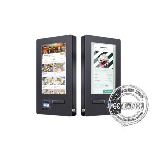 Wall Mount 80mm Printer Qr Bar Scanner Self Payment Kiosk 32 Inch IP65 Fan