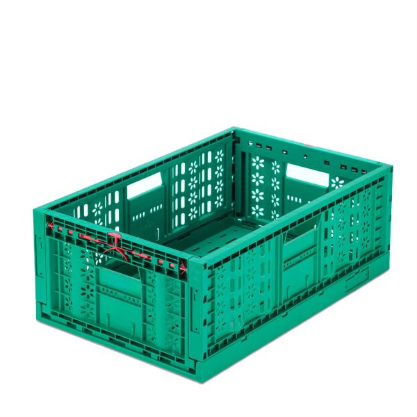 PP Stackable Foldable Box Vegetable Plastic Crate in Durable Green for Food