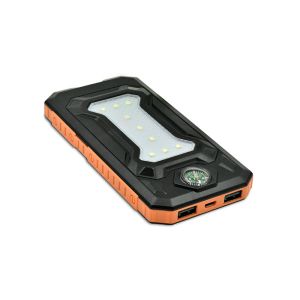 Compass Equipped Solar Powered Portable Charger With Camping Lamp