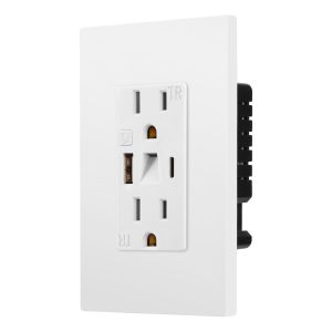 Plastic Eletrical USB Power Socket 15A 125V With Night Light