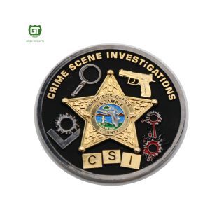 Double Side double plating Crime Scene factory supply Challenge Coins