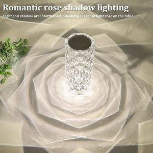 16 Colors RGB Rose Crystal Table Lamp With Remote Control Diamond