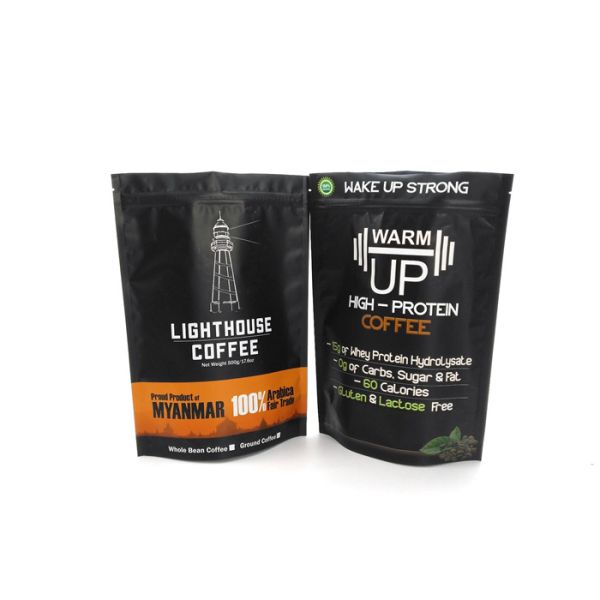 Aluminum Foil Matte White 1kg Coffee Mylar Bags Stand Up Coffee Bean Pouch With Zipper