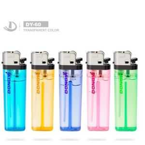 Cheap Plastic Model NO. DY-60 Transparent Color Cigarette Flint Gas Lighter with Consumption for sale