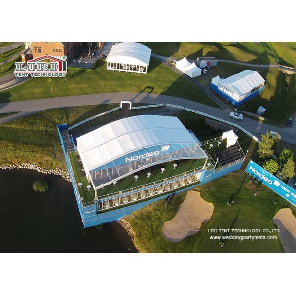 Dome Shape Blue Color Double Decker Tents With Glass Walls for Sporting Events Large Capacity