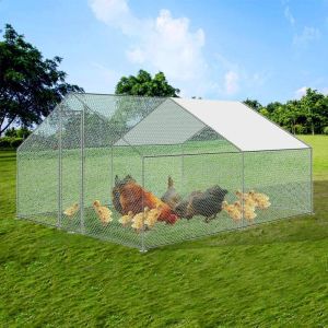 DIY Walk in Chicken Coop Chicken Run Kennel Chicken cage with Silver Waterproof