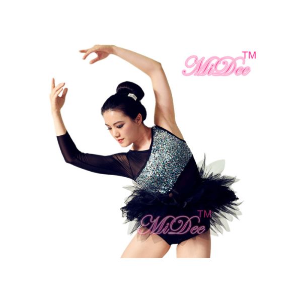 Single Sleeve Sequin Chest Lace Skirt Ballet Performance Costumes For Competitio