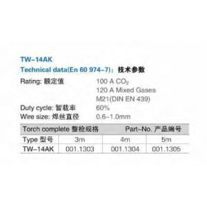 0.8-1.2mm Wire Diameter Binzel Welding Torch Air Cooled Type CCC Certificated