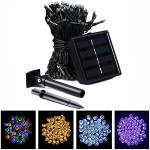Garden 200 LED Colored Solar String Lights With High Lumen Illumination For