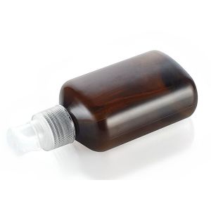 Brown 125ml Amber Square Pet Bottle With Cleanser Pump