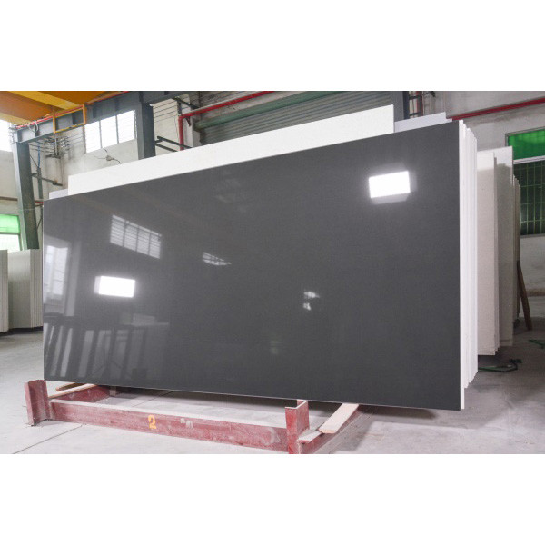 Grey Glossy 3200*1800MM Speckled Kitchen Countertop Glass Quartz